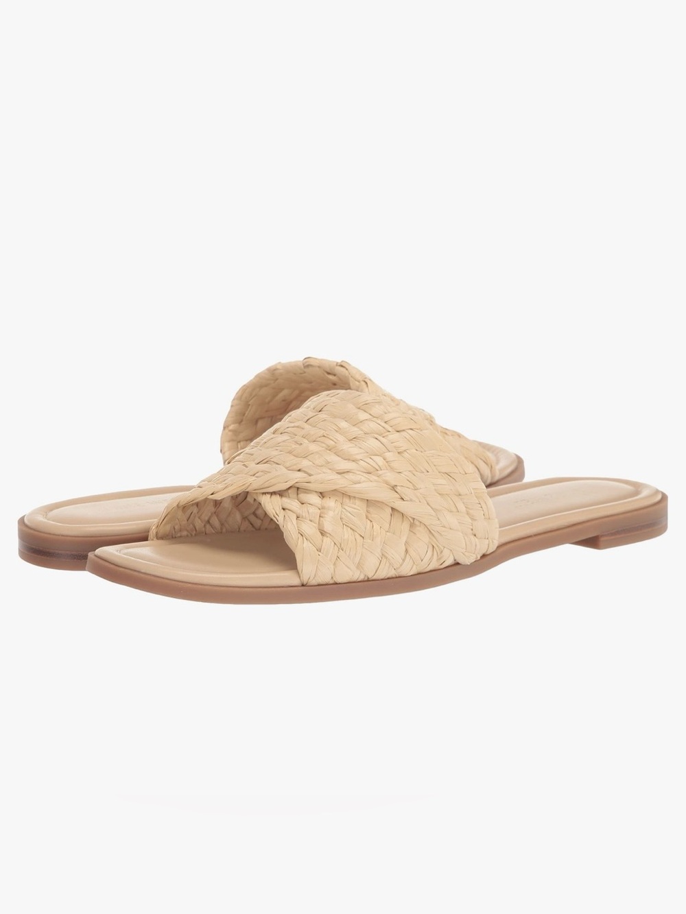 Nine West Havah Cream Braided Raffia Slide Sandal Flat Sandals 6.5